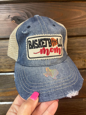 "Basketball Mom" Light Denim Hat