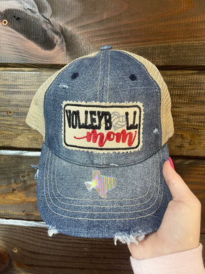 "Volleyball Mom" Light Denim Hat