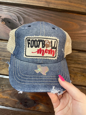 "Football Mom" Light Denim Hat
