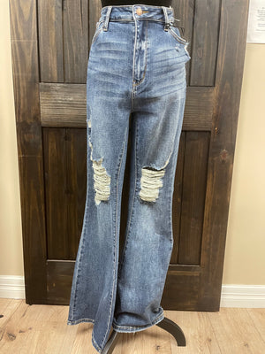 Judy Blue Flare Jeans- High Waist; Distressed (80R)
