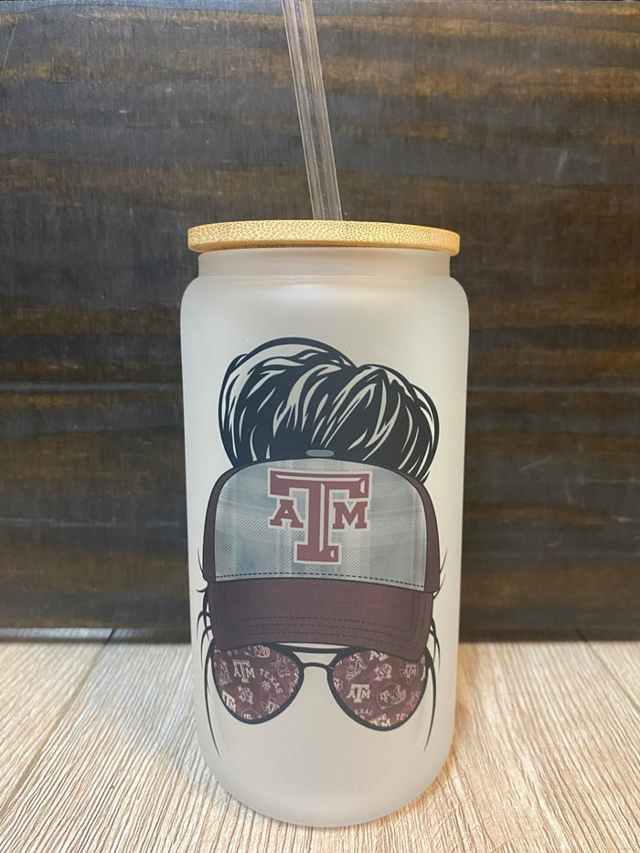 Libbey Can Glass- "A&M" Messy Bun