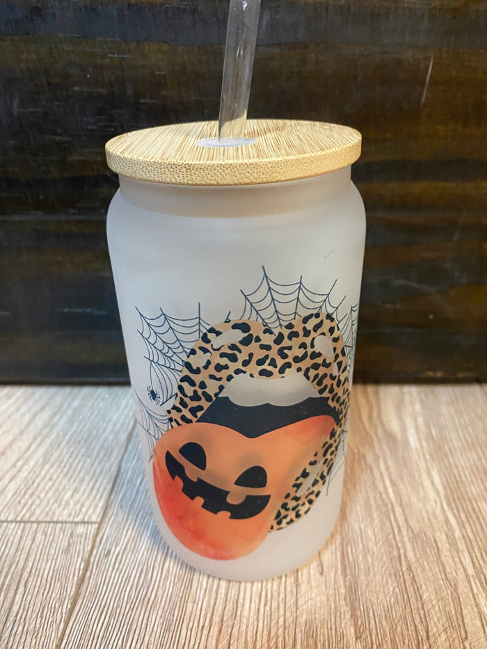 Libbey Can Glass- "Cheetah Pumpkin Tongue"