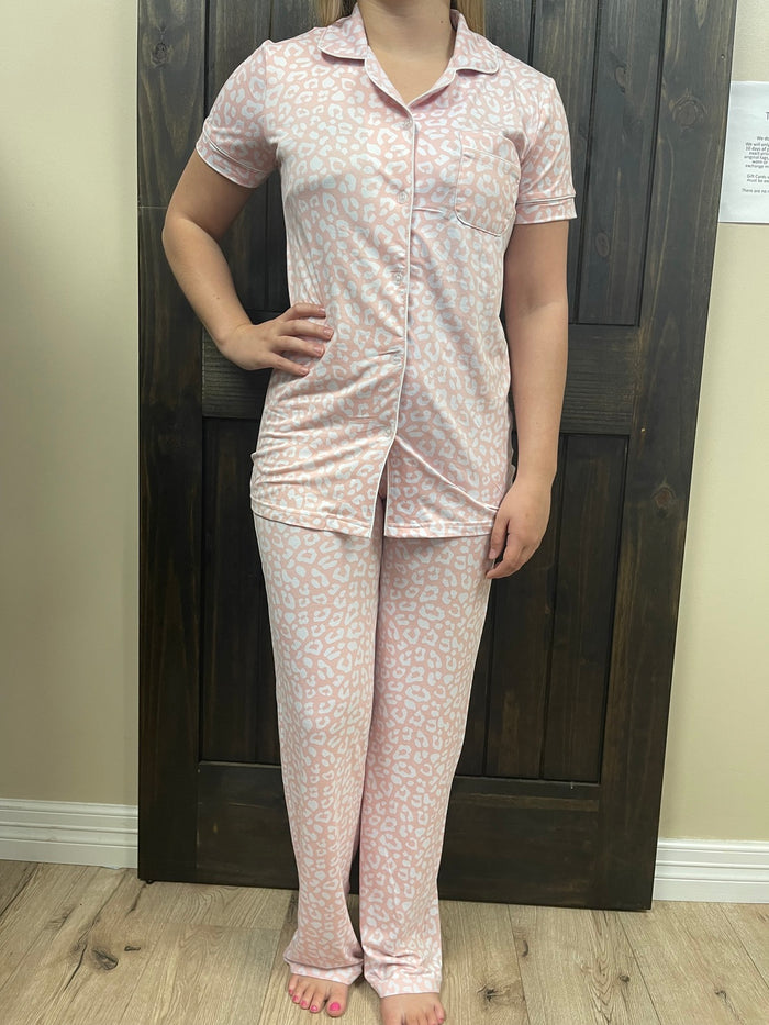 Pajamas- Pink & White Cheetah Long Pants
