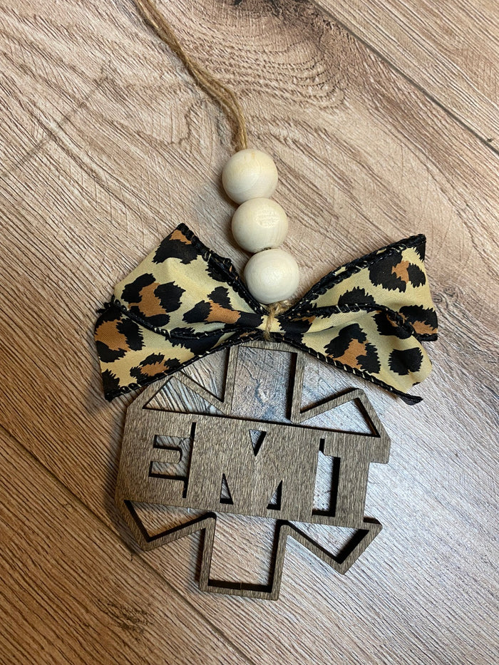 Rear View Mirror Hangers- Cheetah Bow "EMT"