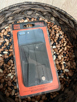 Men's Accessories- Black Leather Phone Grip Wallet