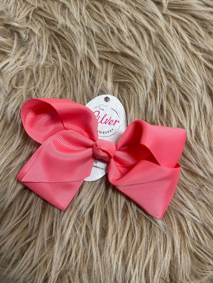 Medium Hair Bows- Coral