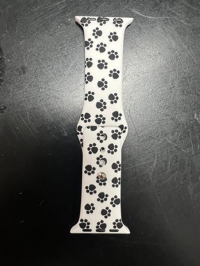 Silicone Watchband- Black & White Paws