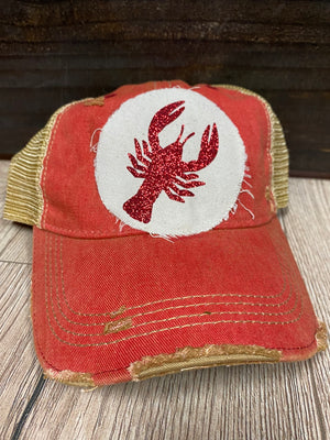 "Crawfish Patch" Red Denim Hat