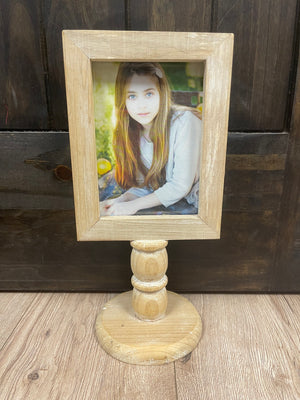 Pedestal Picture Frames- Natural Wood (Large)