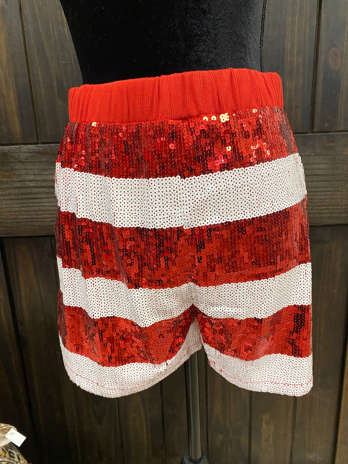 Red & White Sequence Shorts