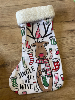 Christmas Wine Bag Stockings- Reindeer "Jingle All The Wine"