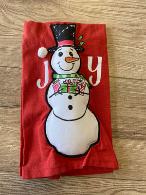 Christmas Kitchen Towels- "Joy" Puffy Snowman