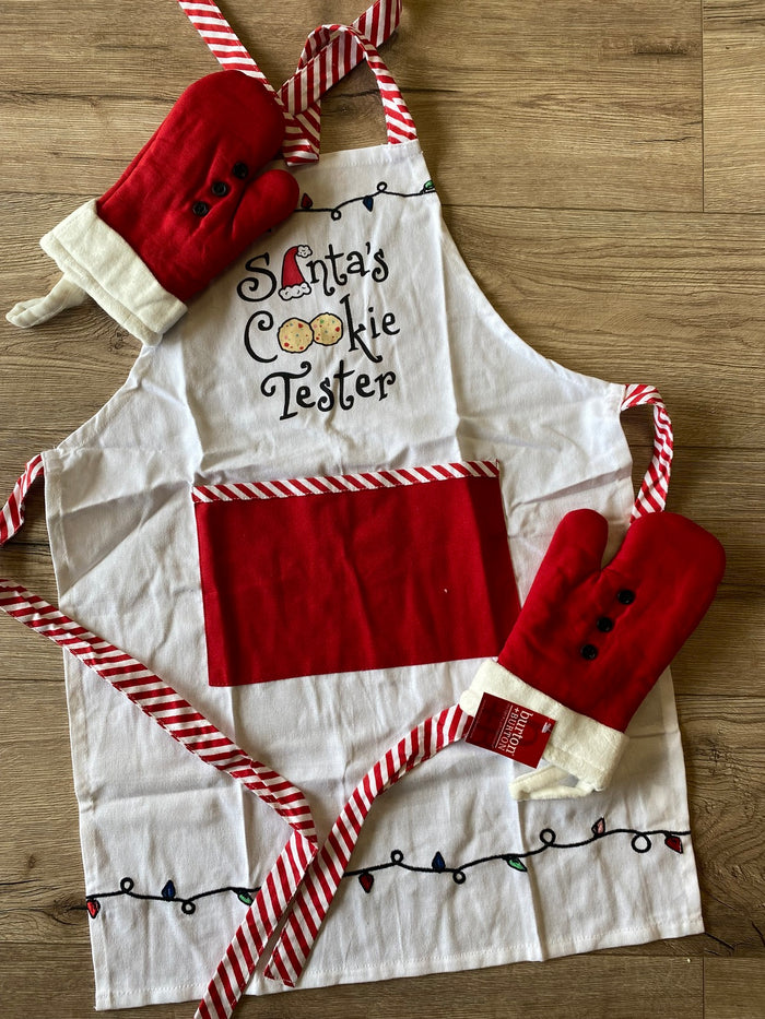 Christmas Aprons- "Santa's Cookie Tester" Kids Set
