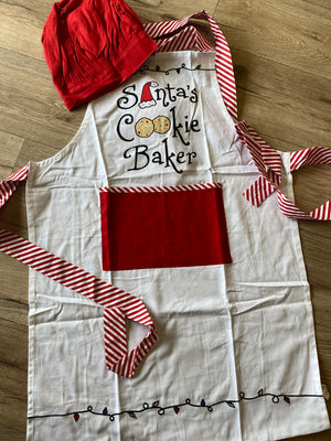 Christmas Aprons- "Santa's Cookie Baker" Adult Set