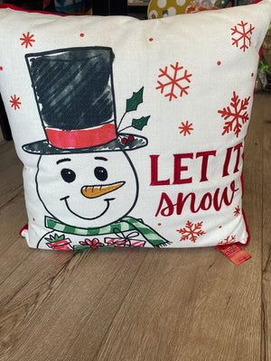 Christmas Pillow- "Let It Snow" Snowman