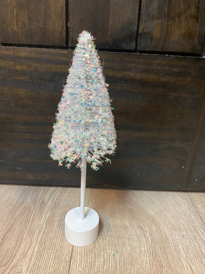 Christmas Décor- White Tinsel Glitter Tree "Small"