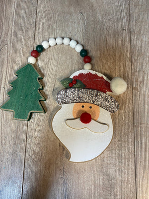 Christmas Ornaments- Beaded "Santa & Christmas Tree"