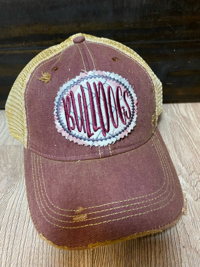 "Plaid Bulldogs" Maroon Denim Hat