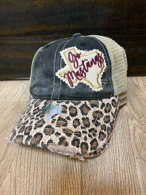 "Go Mustangs Texas" Side Dark Denim & Cheetah Hat