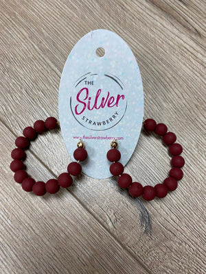 The Gummy Earrings- Maroon Beaded Hoops