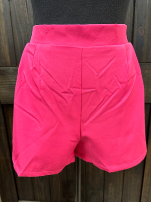 Hot Pink Elastic Dress Shorts
