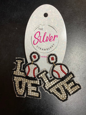 Sugar Crush Earrings- "Love" Baseball