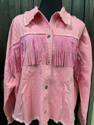 Pink Rhinestone Fringe Jacket