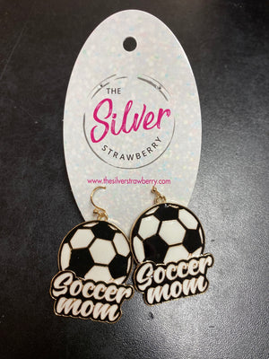 Troubled Earrings- "Mom" Soccer
