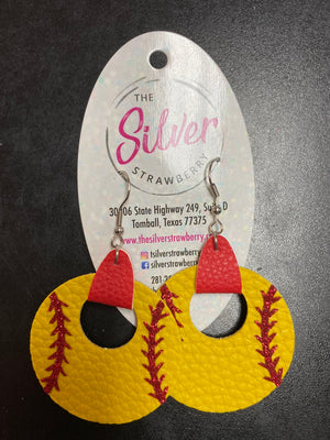 Show Off Earrings- Softball (Red)