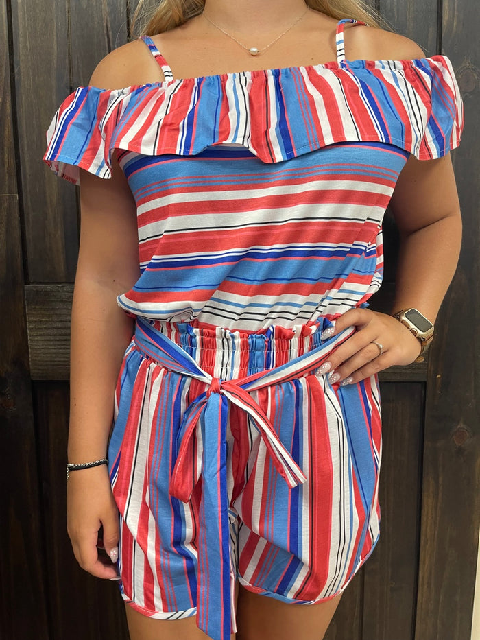 Red, White, & Blue Tie Shorts