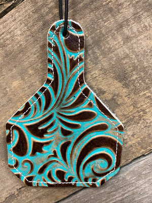 Tooled Turquoise Ear Tag