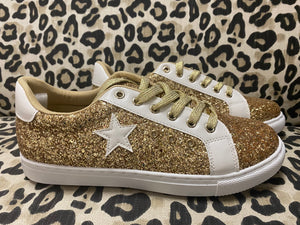 Fast- Gold & White Glitter Star Shoes