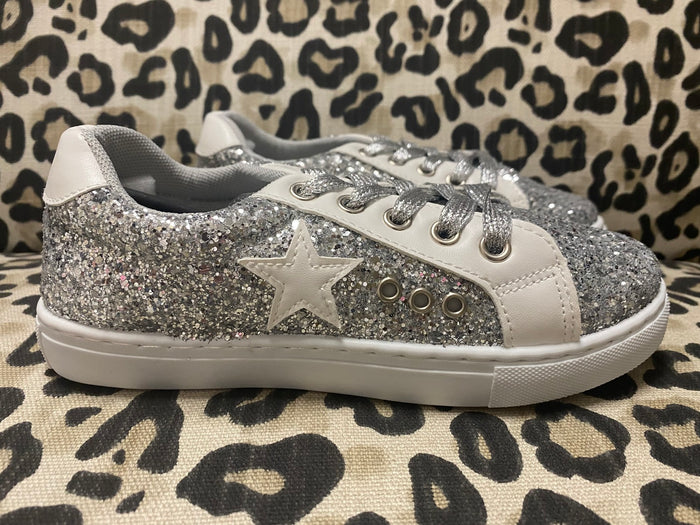 Fast Kids Shoes- Silver Glitter Star