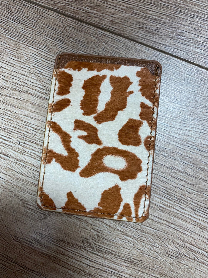 Phone Card Holders- Burnt Orange & White Cheetah