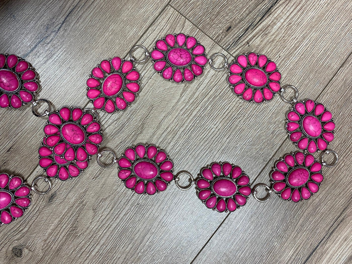 Hot Pink & Silver Concho Belt
