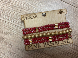 Pink Panache Cluster Bracelets- Red & Gold "Gold Pearls"