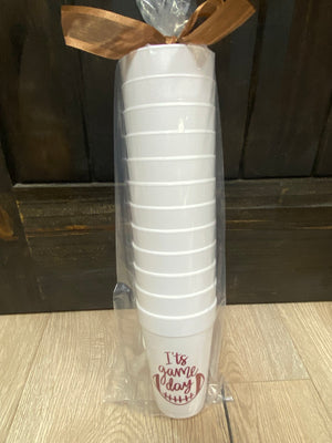 Styrofoam Cups- "It's Game Day" Maroon