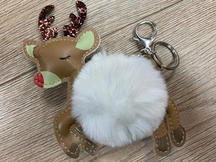 Bags, Purse Rudolph Reindeer Brown Pom Gold Keychain Clip Bag Adorable