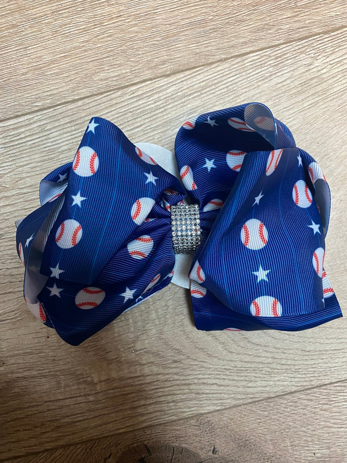 Rhinestone Sweetheart Bows- Baseball & Stars