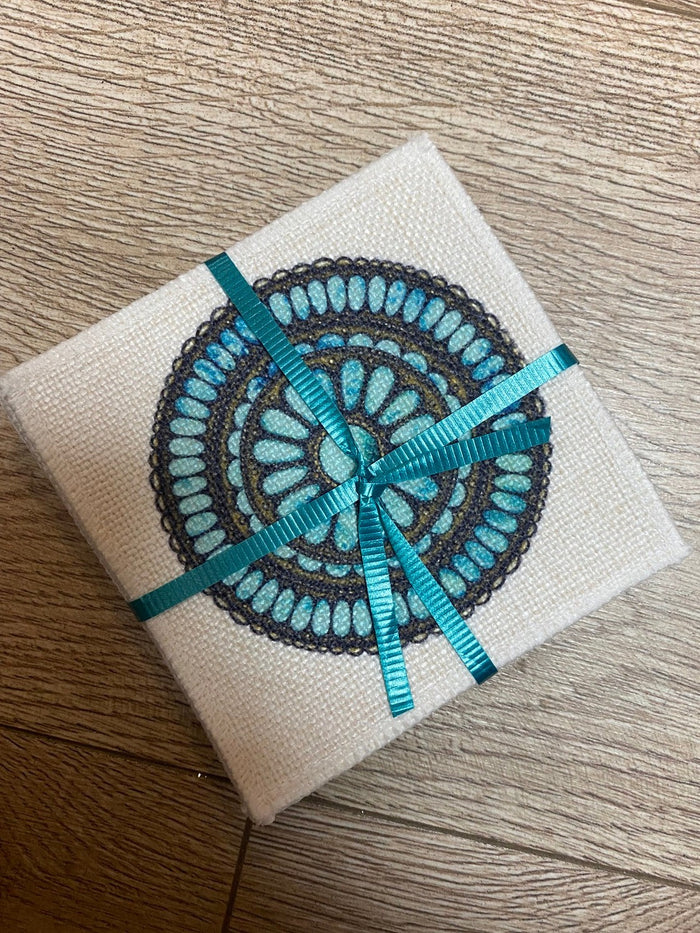 Cloth Coasters- "Turquoise Blossom"