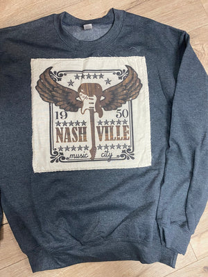 "Nashville Winged Guitar" Patch Sweatshirt Jacket