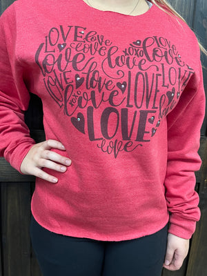 "Heart Love" Pull Over Sweatshirt