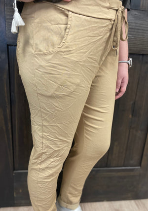 Casual Comfy Pants- Plain Gold Sand