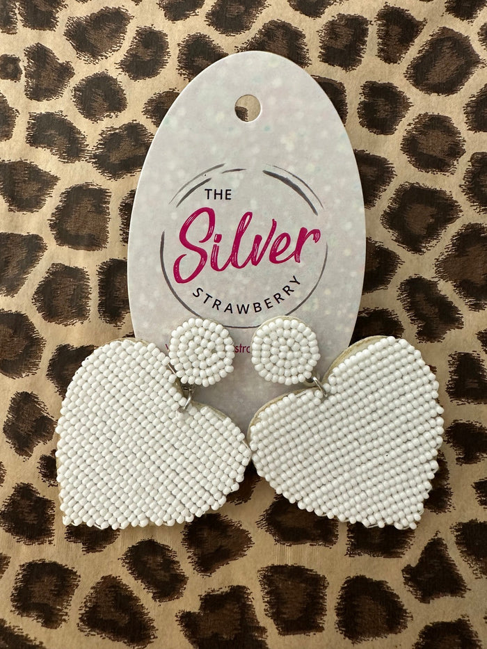 Sugar Crush Earrings- White Heart