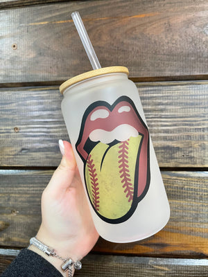 Libbey Can Glass- "Rolling Stones Mouth" Softball