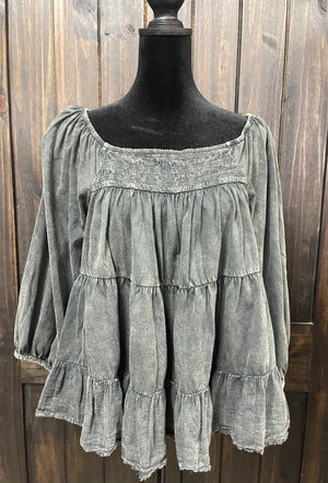 Ash Mineral Washed Tiered Top