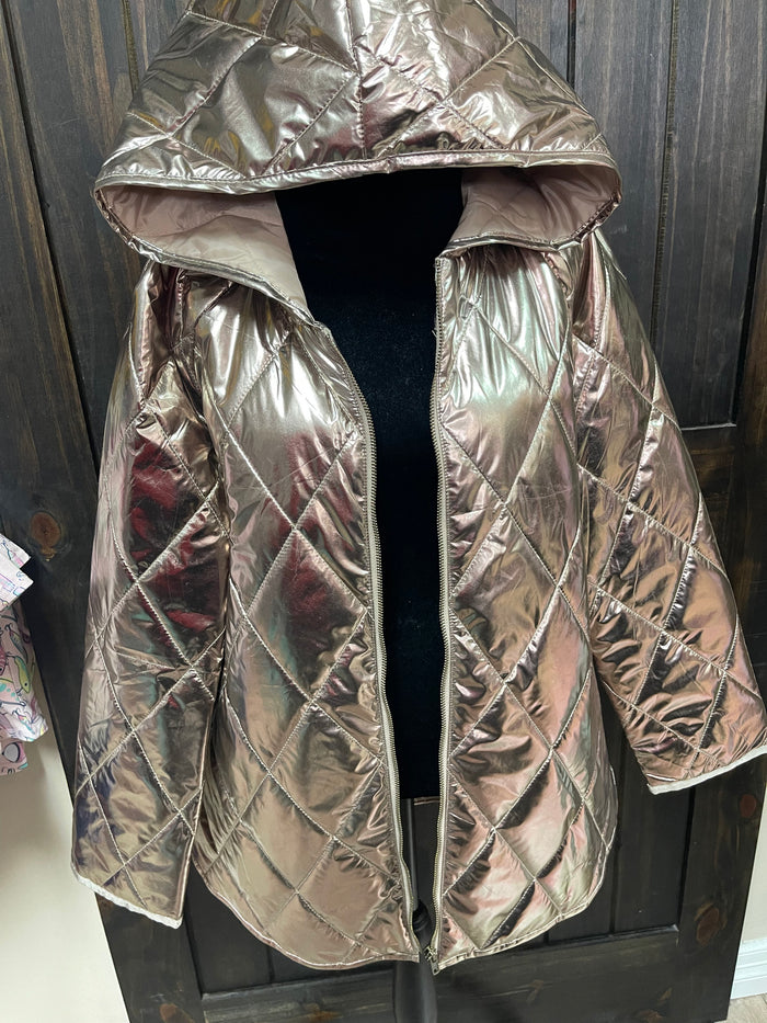 Bronze Puffy Zip Up Jacket