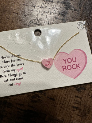 Reign Necklace- "You Rock" Pink Heart