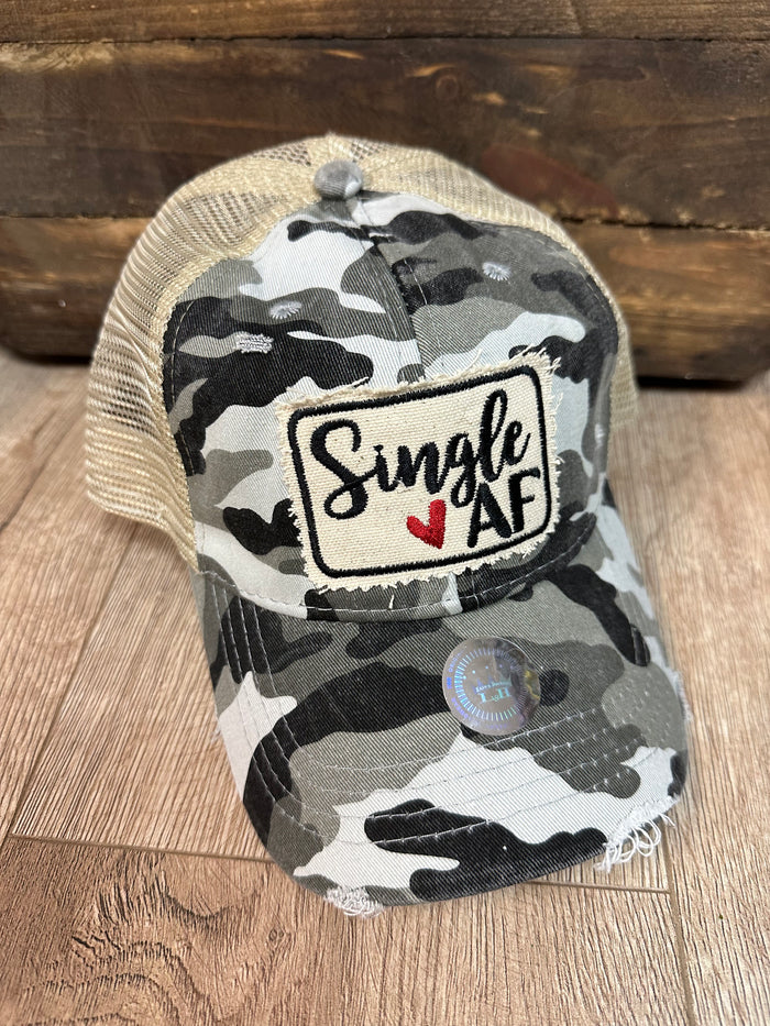 "Single AF" Grey Camo Hat