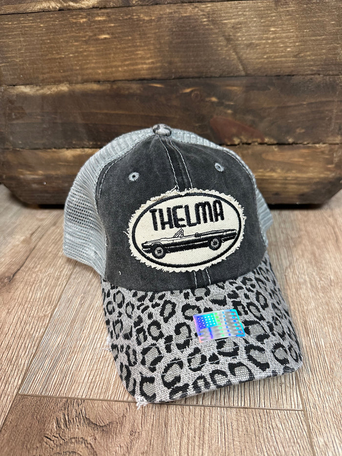 "Thelma" Grey Cheetah Brim Hat